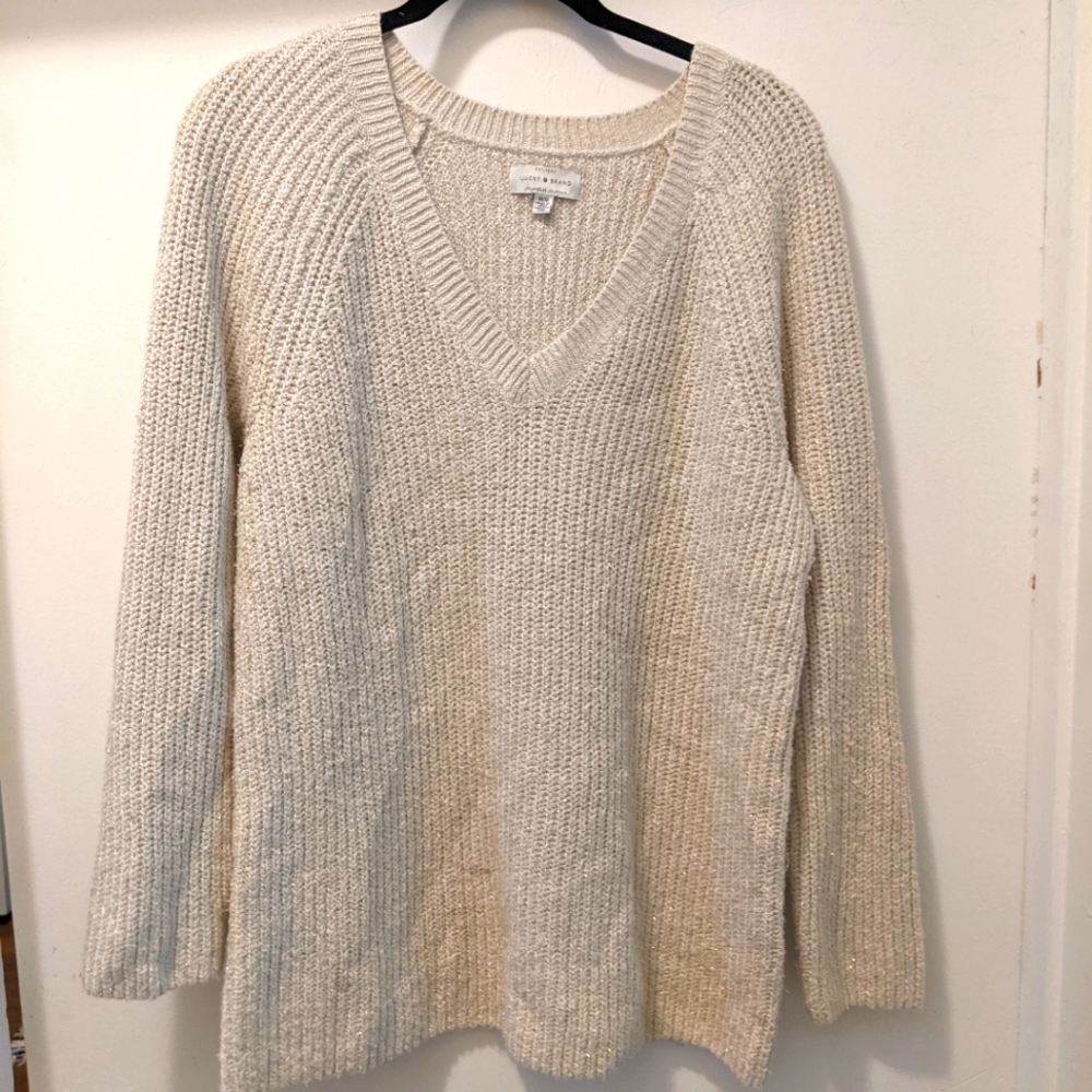 Lucky brand cream and gold sweater